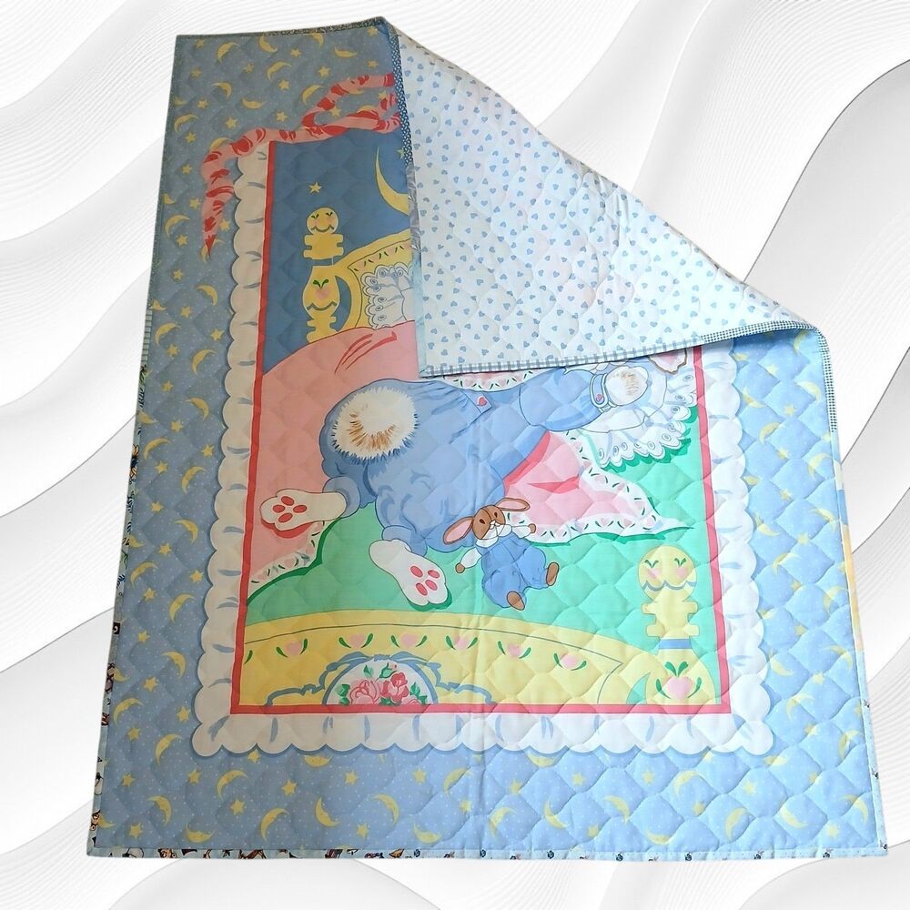 Babies Charming Sleeping Bunny Large Quilt, 43" Long x 34" Wide, Cotton NEW - Picture 5 of 6